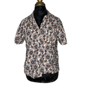 Rachel Zoe Floral Print Short Sleeve Blouse Women’s Size S Boho Button Shirt